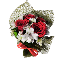 5 Rosas Colombianas y Oso Enamorado - Floresnet