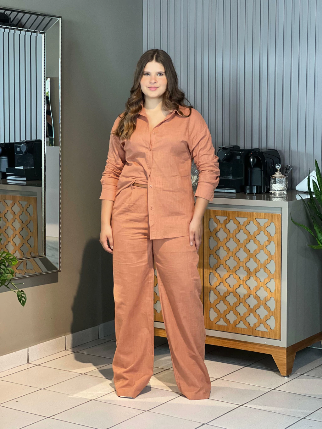 Conjunto Feminino Max Camisa e Calça em Linho