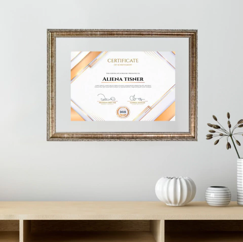 Moldura 2cm Clássica Prata Para Certificado Efeito flutuante - comprar online