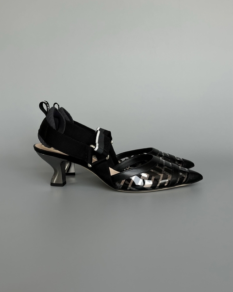 FENDI CALFSKIN PVC FF SLINGBACK