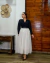 Saia de tule midi evase joia (Off White) - loja online