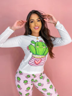 Pijama Longo De Inverno - Cacto Rosa (366) - Perfect Girl