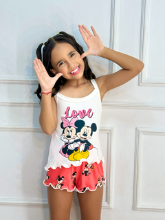 Baby Doll Alça Infantil - Casal Mickey & Minnie F. Vermelho (422) - Perfect Girl