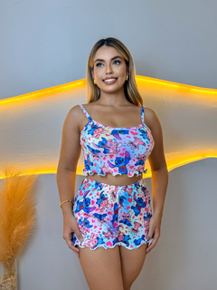 Baby Doll Cropped Ondinha Full - Casal Stitch & Angel Variados Coração (1119) - Perfect Girl