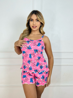 Baby Doll Alça Full - Casal Stitch Love Coração F. Pink (1019) - comprar online