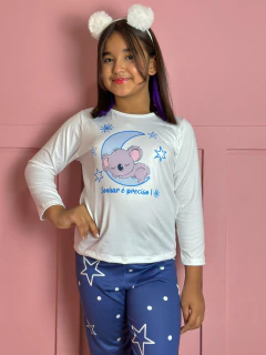 Pijama Longo De Inverno Infantil - Coala Lua Azul (197) na internet