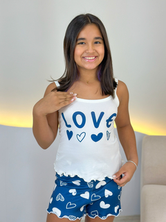 Baby Doll Alça Infantil - Coração Rabisco F.Azul (738) - comprar online
