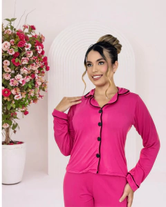 Longo Americano Liso de Inverno - Color Pink V. Preto (590) - comprar online