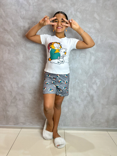 Baby Doll Manga Infantil - Garfield Pijama F. Cinza (706) - Perfect Girl