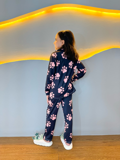 Americano Infantil Longo de Inverno - Gato Laço Bolinha (75) - comprar online