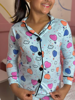 Americano Infantil Longo de Inverno - Balão De Coração F.Azul (633) na internet