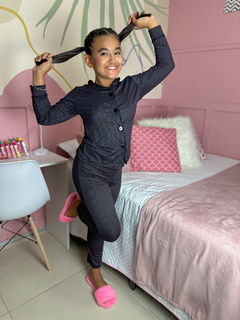 Americano Infantil Longo de Inverno - Preto Poá Pink (639) na internet
