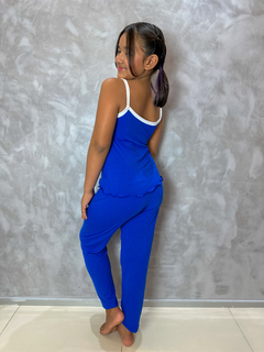 Pijama Infantil Longo De Alça Liso - Azul Bic (601) - comprar online