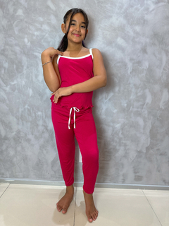 Pijama Infantil Longo De Alça Liso - Pink (590) na internet