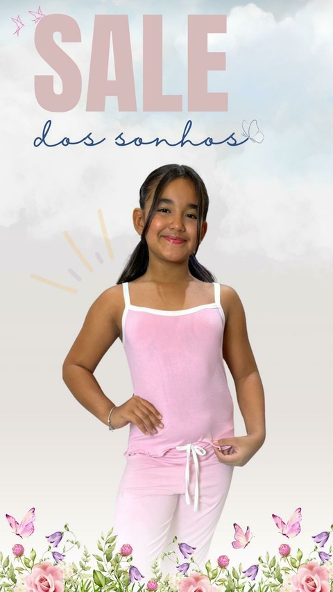 Pijama Infantil Longo De Alça Liso - Rosa Seco (589) - comprar online