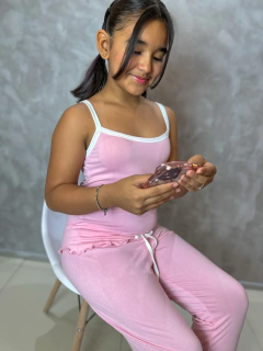 Pijama Infantil Longo De Alça Liso - Rosa Seco (589) na internet