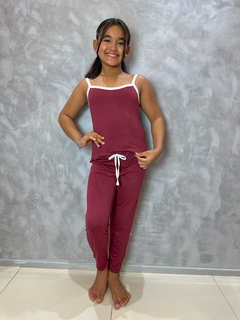 Pijama Infantil Longo De Alça Liso - Vinho (591)