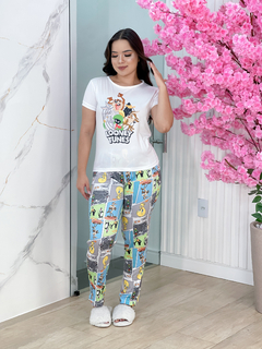 Pijama de Inverno Longo Manga Curta - Looney Tunes (252) na internet