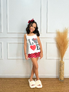 Baby Doll Alça Infantil - Love Minnie Poá Vermelho (586)