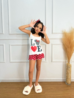 Baby Doll Alça Infantil - Love Minnie Poá Vermelho (586) na internet