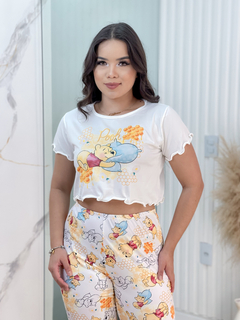Pijama de Inverno Longo Max Cropped Ondinha - Pooh Mel (194) na internet