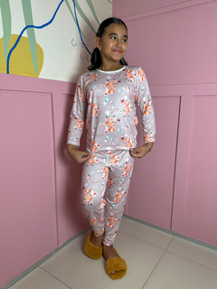 Pijama Infantil Longo de Inverno Full - Raposa Flores & Arco Iris (768) na internet
