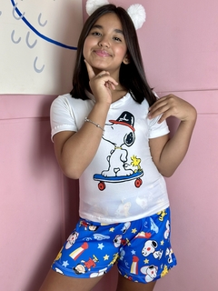 Baby Doll Manga Infantil - Snoopy Com Skate (495) na internet