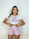 Baby Doll Max Cropped Ondinha - Stitch & Angel Xadrez Rosa, Azul, Branco (1077) - comprar online