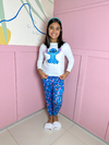 Pijama Longo De Inverno Infantil - Stitch Azul Escuro Sentado (341)