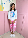 Pijama Longo De Inverno Infantil - Stitch Coffee Xadrez Coração (628)