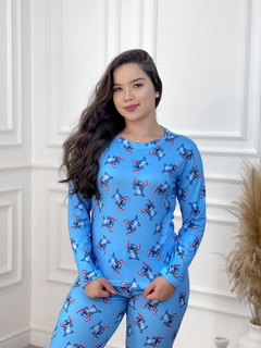 Pijama Longo De Inverno Full - Stitch Dando Lingua (854) na internet