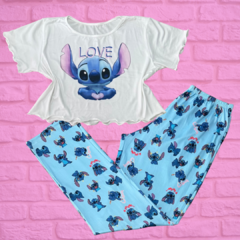 Pijama de Inverno Longo Max Cropped Ondinha - Stitch Love (165)