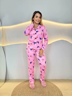 Longo Americano de Inverno S/ Viés - Stitch Sorvete Rosa (279) - Perfect Girl