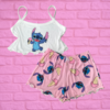 Baby Doll Ondinha Cropped - Stitch Sorvete Rosa (279)