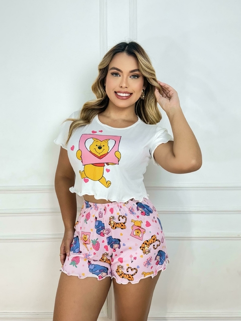Baby Doll Max Cropped Ondinha - Turma do Pooh Morango (1069) - comprar online