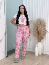 Pijama de Inverno Longo Max Cropped Ondinha - Ursinho Coraçao Rosa (310)