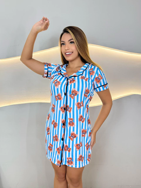 Camisola Americano Chemise - Ursinho Laço Azul (1417) - comprar online