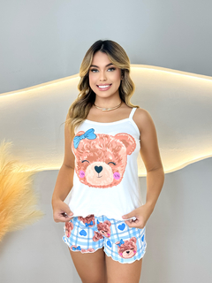Baby Doll Alça - Ursinho Xadrez Azul (993) - comprar online