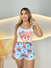 Baby Doll Ondinha Cropped - Ursinho Xadrez Azul (993) - comprar online