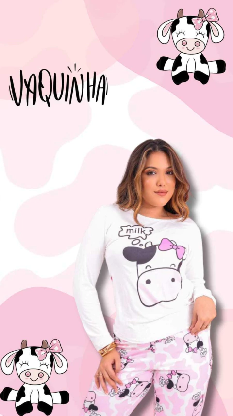 Pijama Longo De Inverno - Vaca Rosa (53) - comprar online