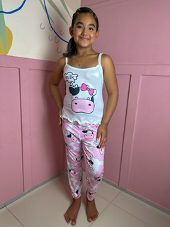 Pijama Longo De Alça Inverno Infantil - Vaca Rosa (53) na internet