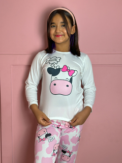 Pijama Longo De Inverno Infantil - Vaca Rosa (53) - comprar online