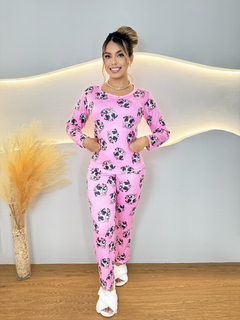 Pijama Longo De Inverno Full - Vaquinha Flores Rosa (1087) - Perfect Girl
