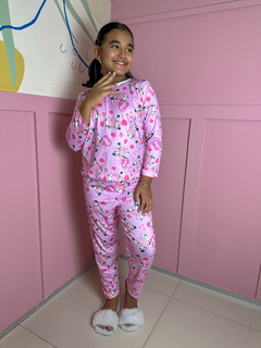 Pijama Infantil Longo de Inverno Full - Vaquinha Love Coração Rosa (760) na internet