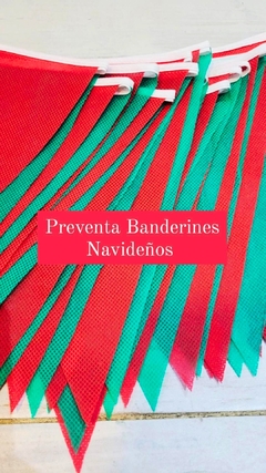 Banderines Triangulos Navidad Rojo y Verde x10mts