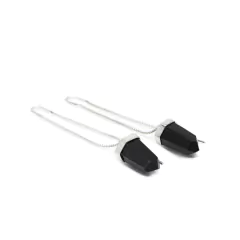 Brinco de Prata Pêndulo Obsidiana - comprar online