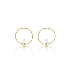 brinco argola quartzo pontinha gold - P