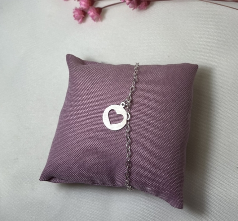 Pulseira Medalha Coração Vazado