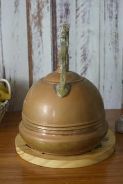 Chaleira portuguesa em cobre e bronze