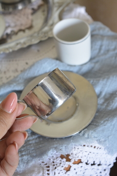 Conjunto de xícaras de café porcelana e inox - loja online
